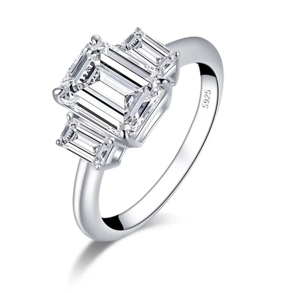 Sona Emerald Cut Diamond Ring S7 - Picture 7 of 9